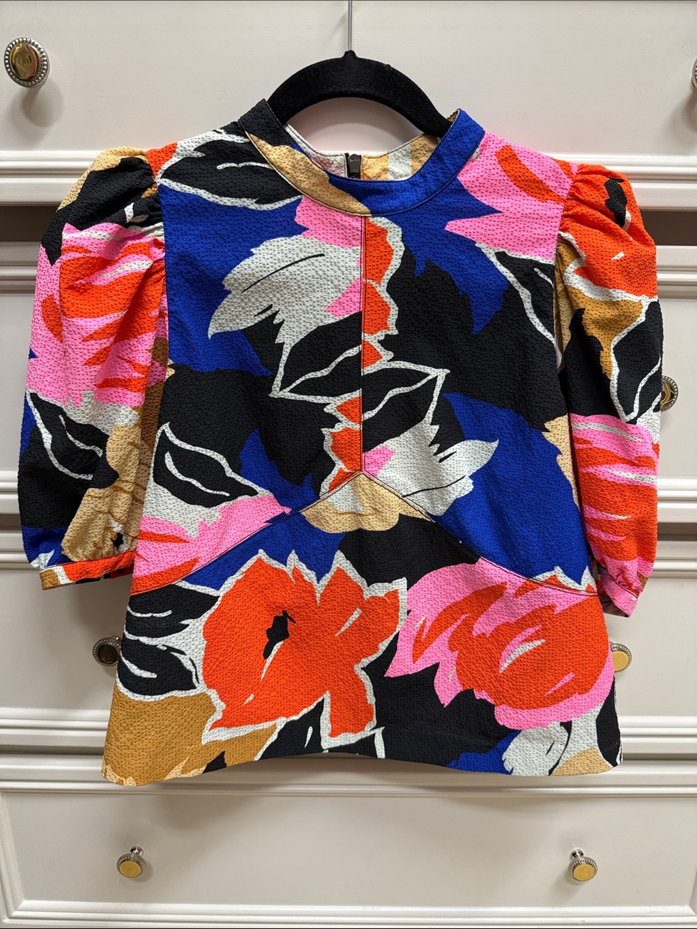 Ted Baker Multicolor Floral Textured Top in Blue and Pink